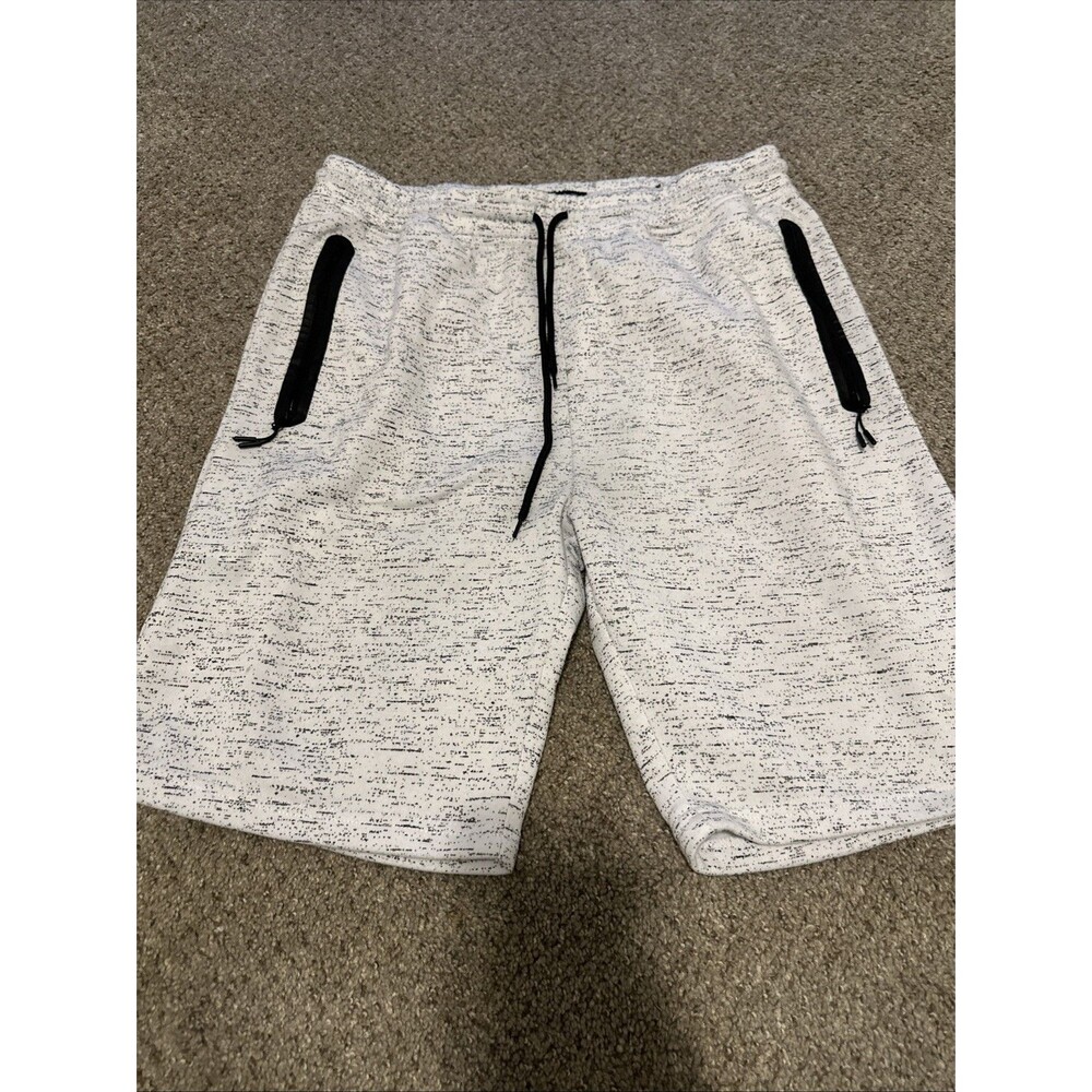 Brooklyn Cloth White Gray Specks  The Knit Short. Drawstrings. Size XL Y2K Skate